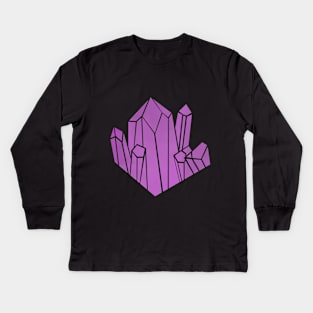 Purple Crystal Amethyst Gems Kids Long Sleeve T-Shirt